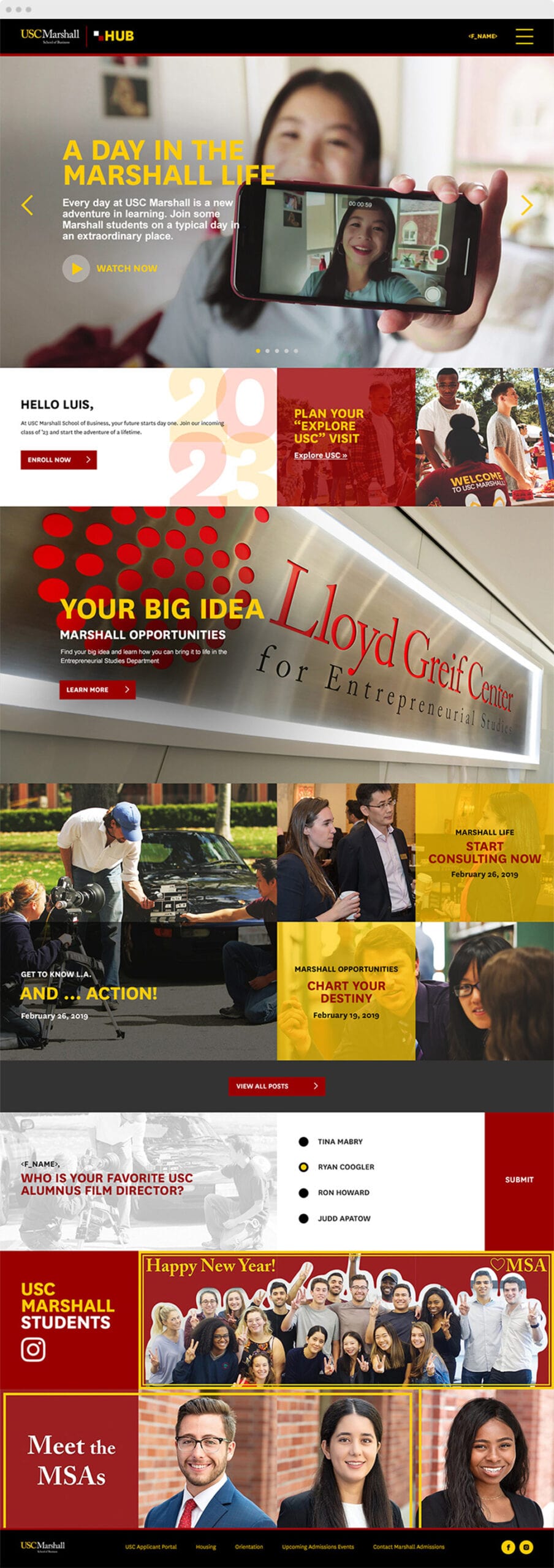USC Student Landing Page
